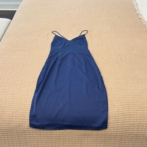 Elegant Navy Blue Spaghetti Strap Dress